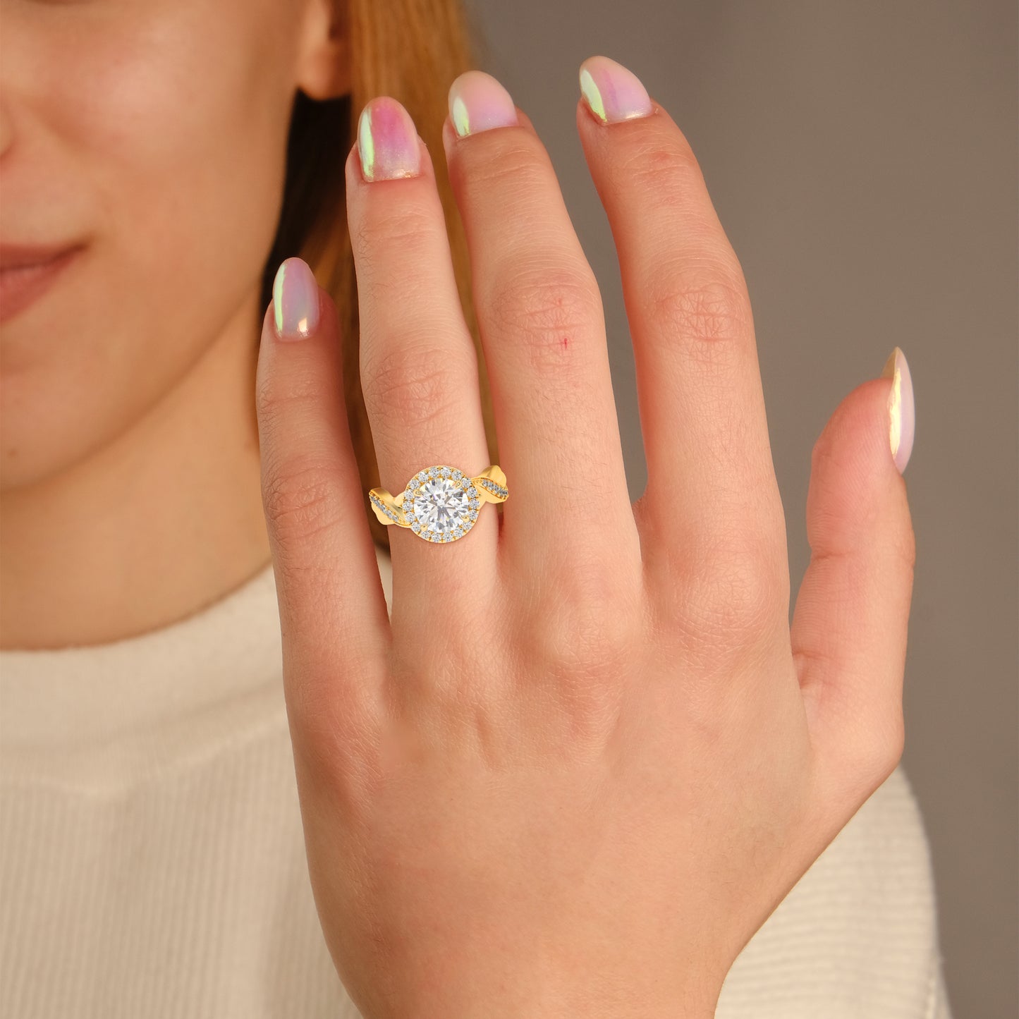 Celestial Twist Halo Ring - Round