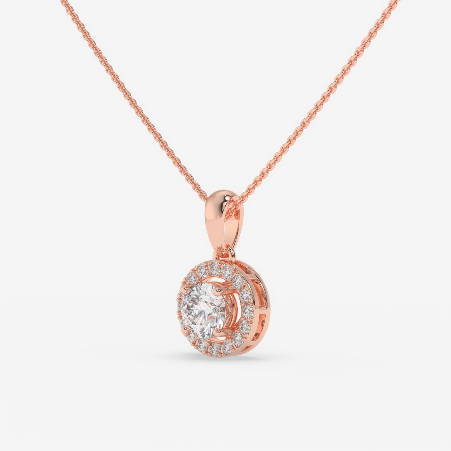 Halo Elegance Diamond Pendant - Round