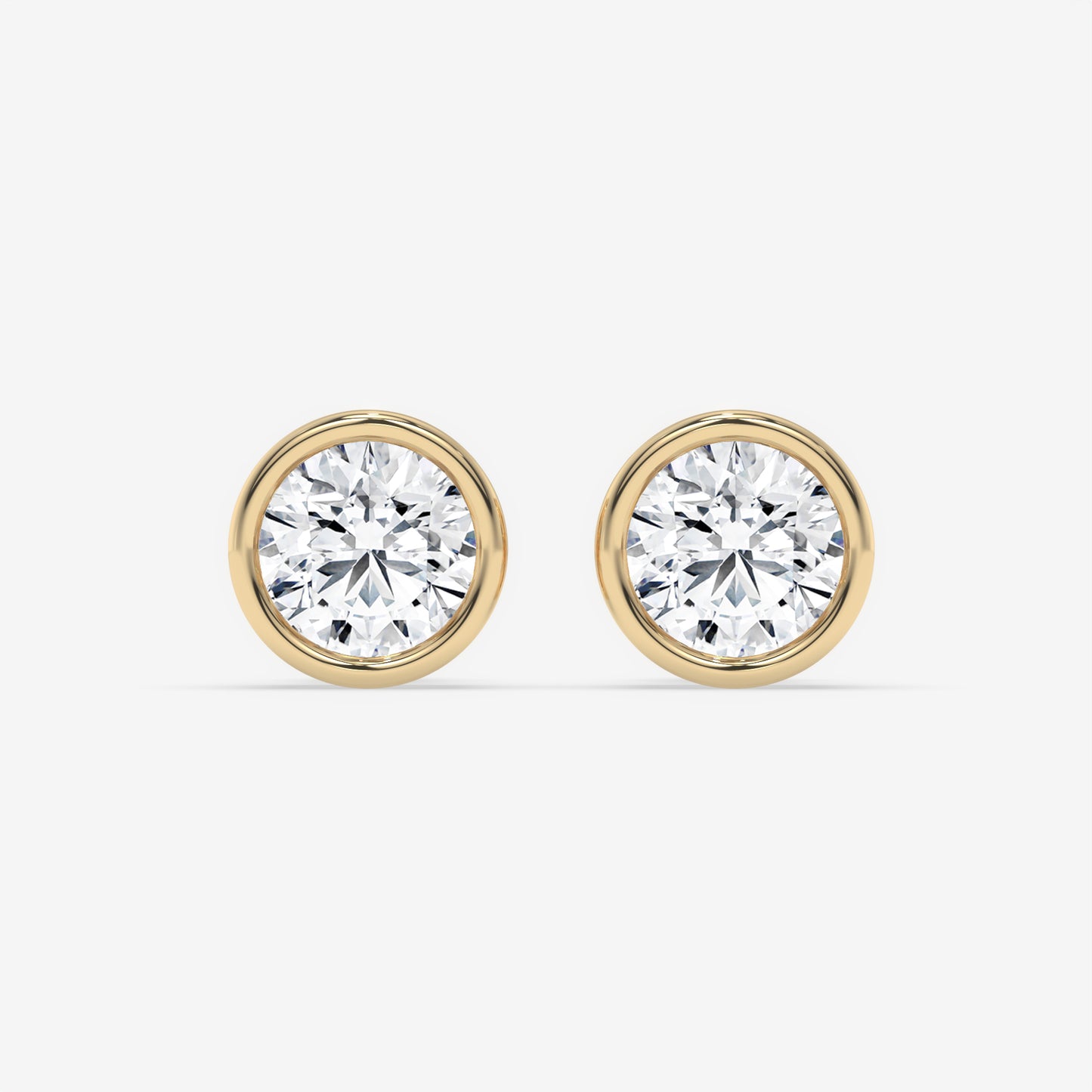 Round Bezel-Set Diamond Stud Earrings