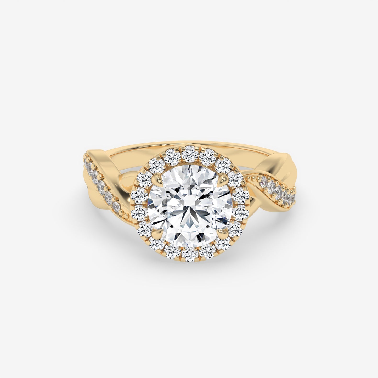 Celestial Twist Halo Ring - Round