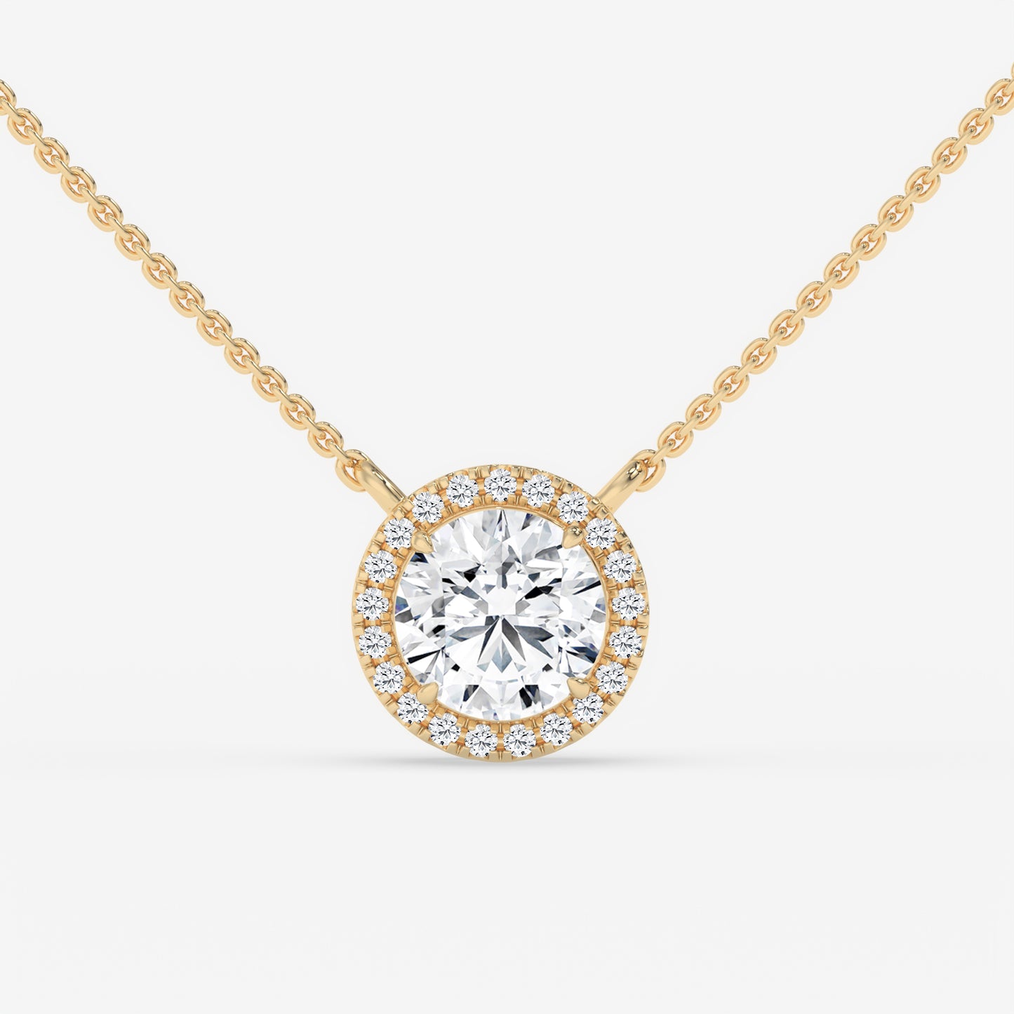 Halo Diamond Pendant Necklace - Round