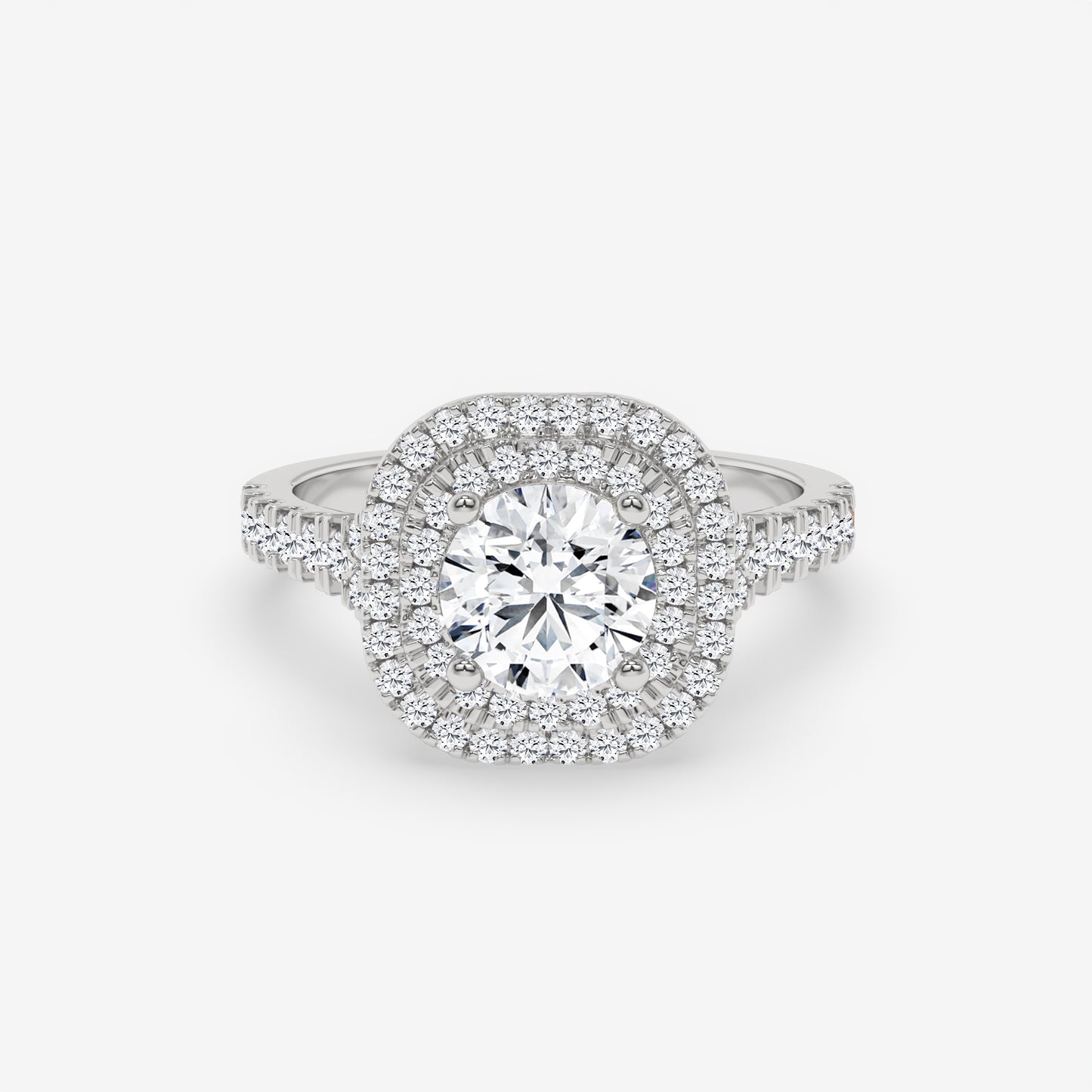 Double Halo Diamond Engagement Ring - Round