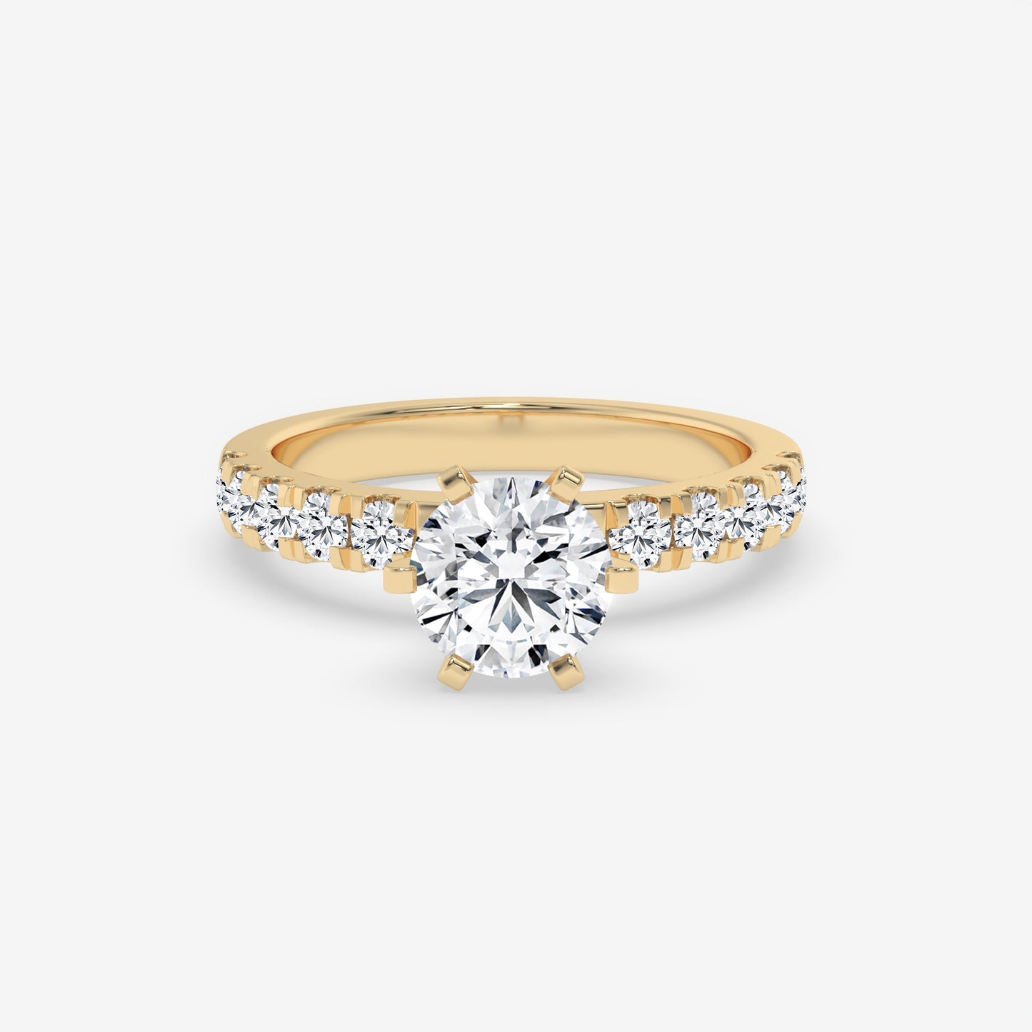 Vintage Floral Six Prong Ring - Round