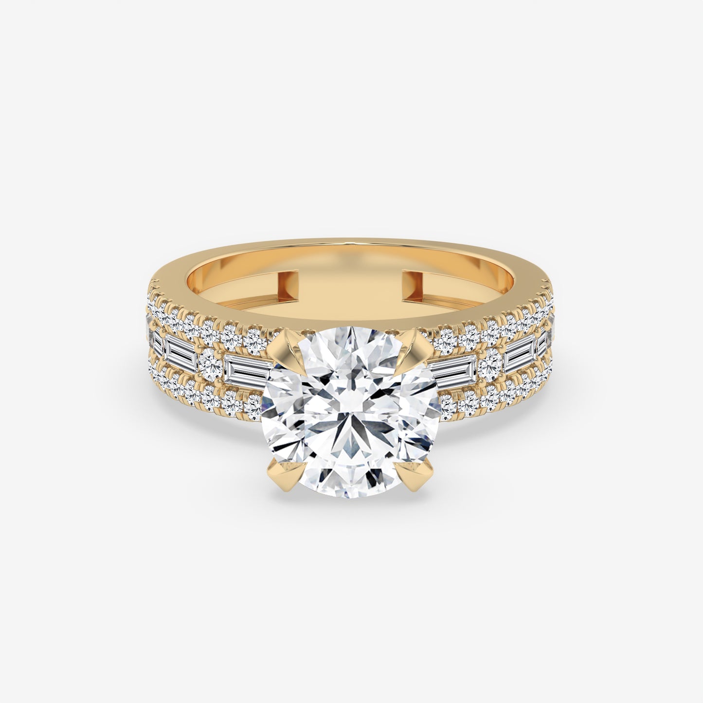 Regal Baguette & Round Diamond Engagement Ring