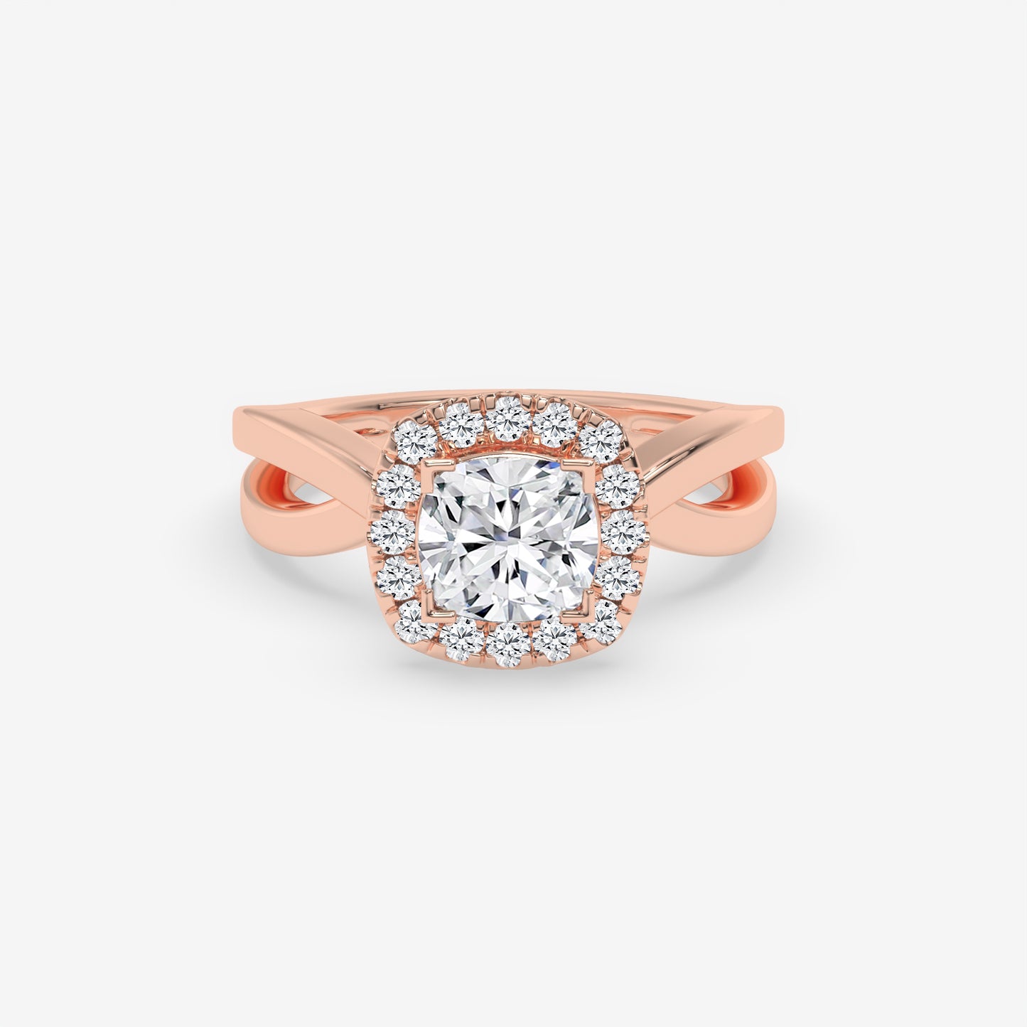 Twisted Halo Cushion-Cut Engagement Ring