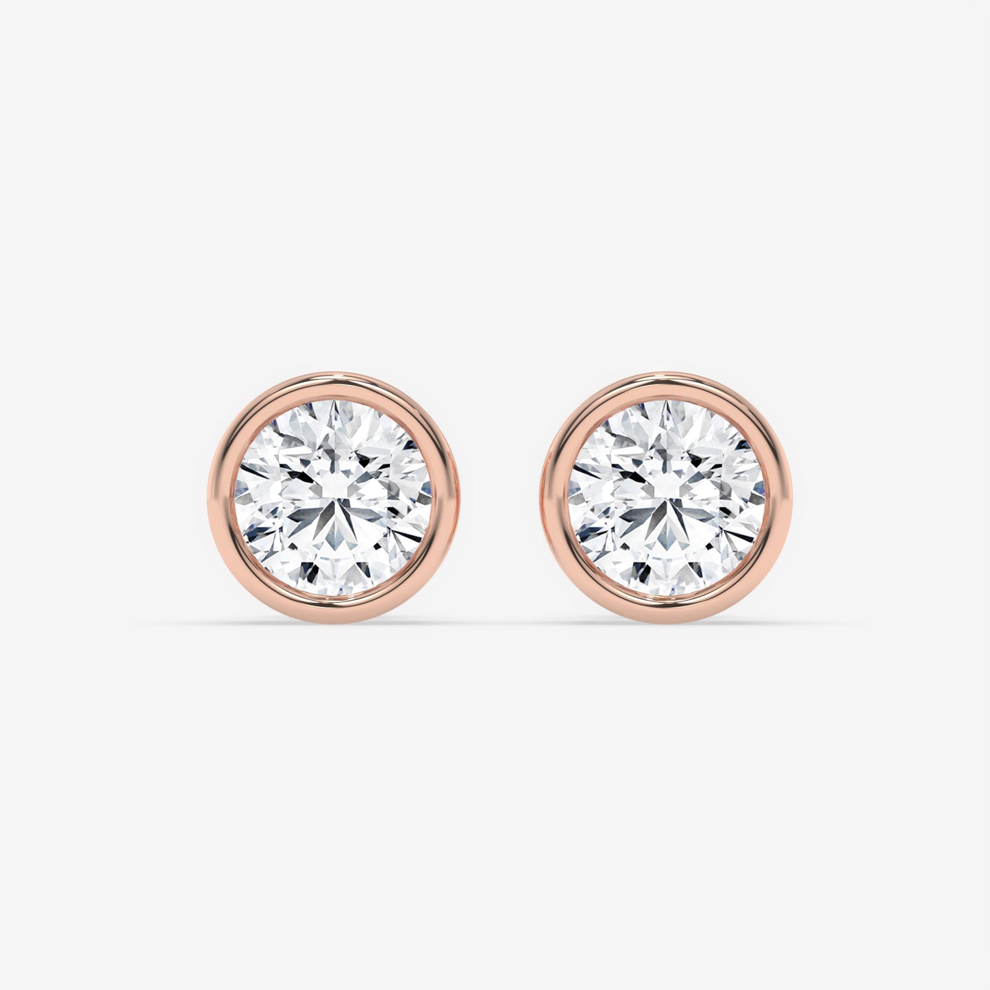 Round Bezel-Set Diamond Stud Earrings