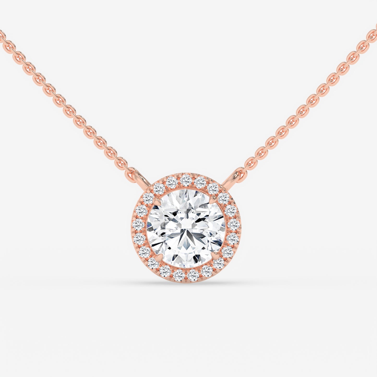 Halo Diamond Pendant Necklace - Round