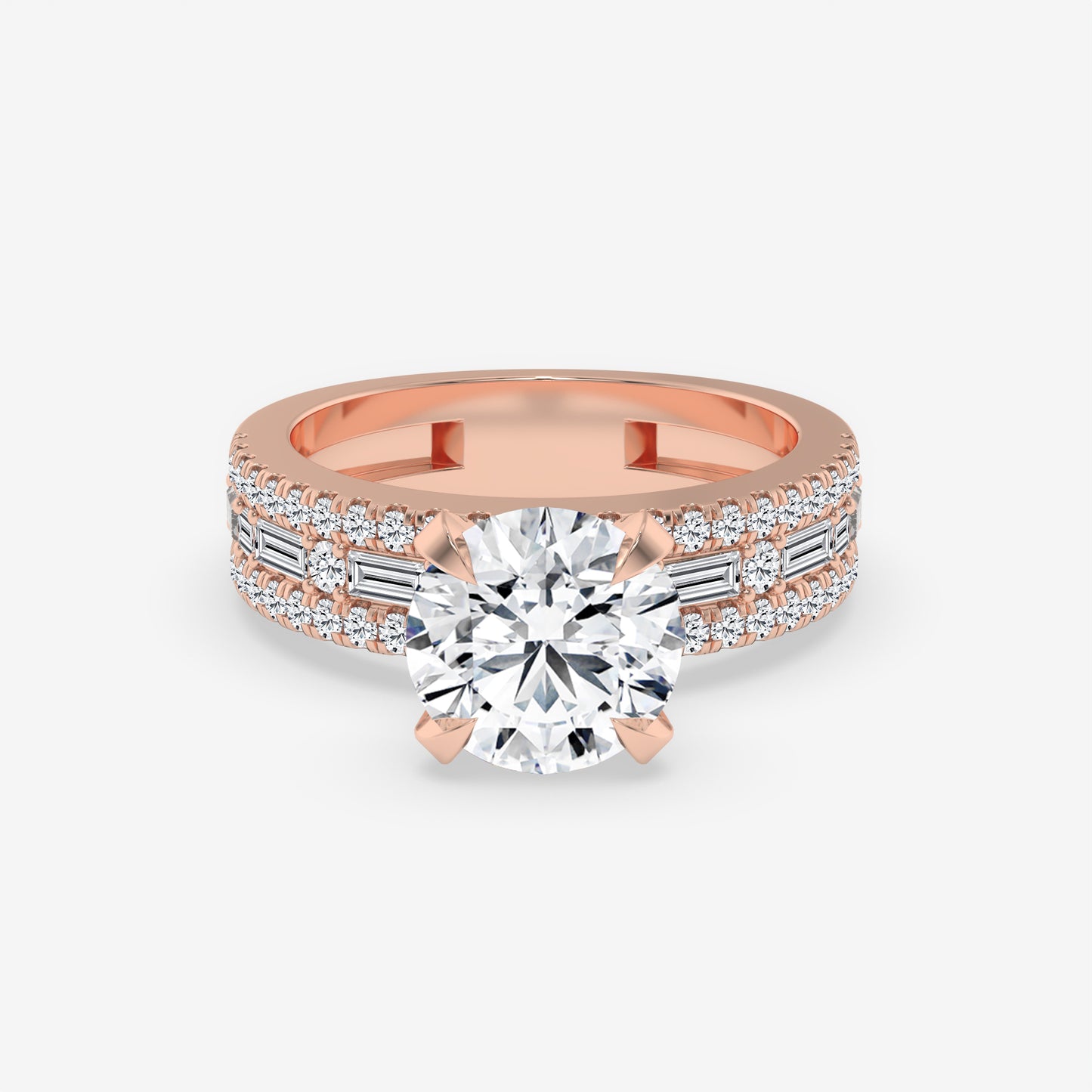 Regal Baguette & Round Diamond Engagement Ring