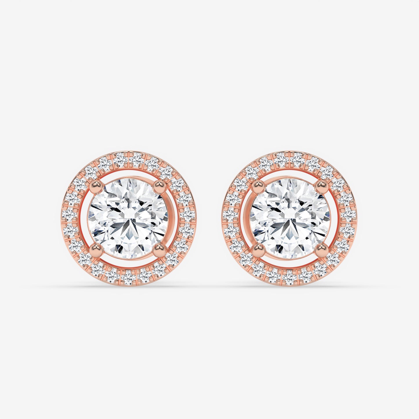 Floating Halo Stud Earrings - Round