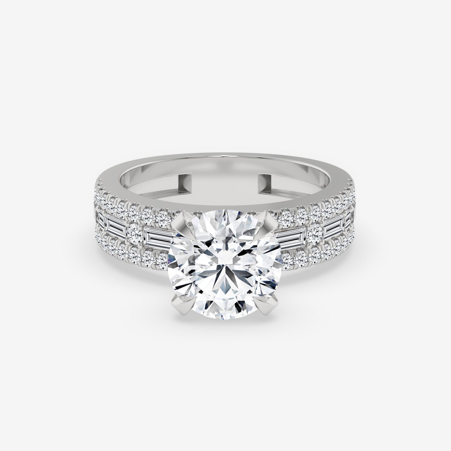 Regal Baguette & Round Diamond Engagement Ring