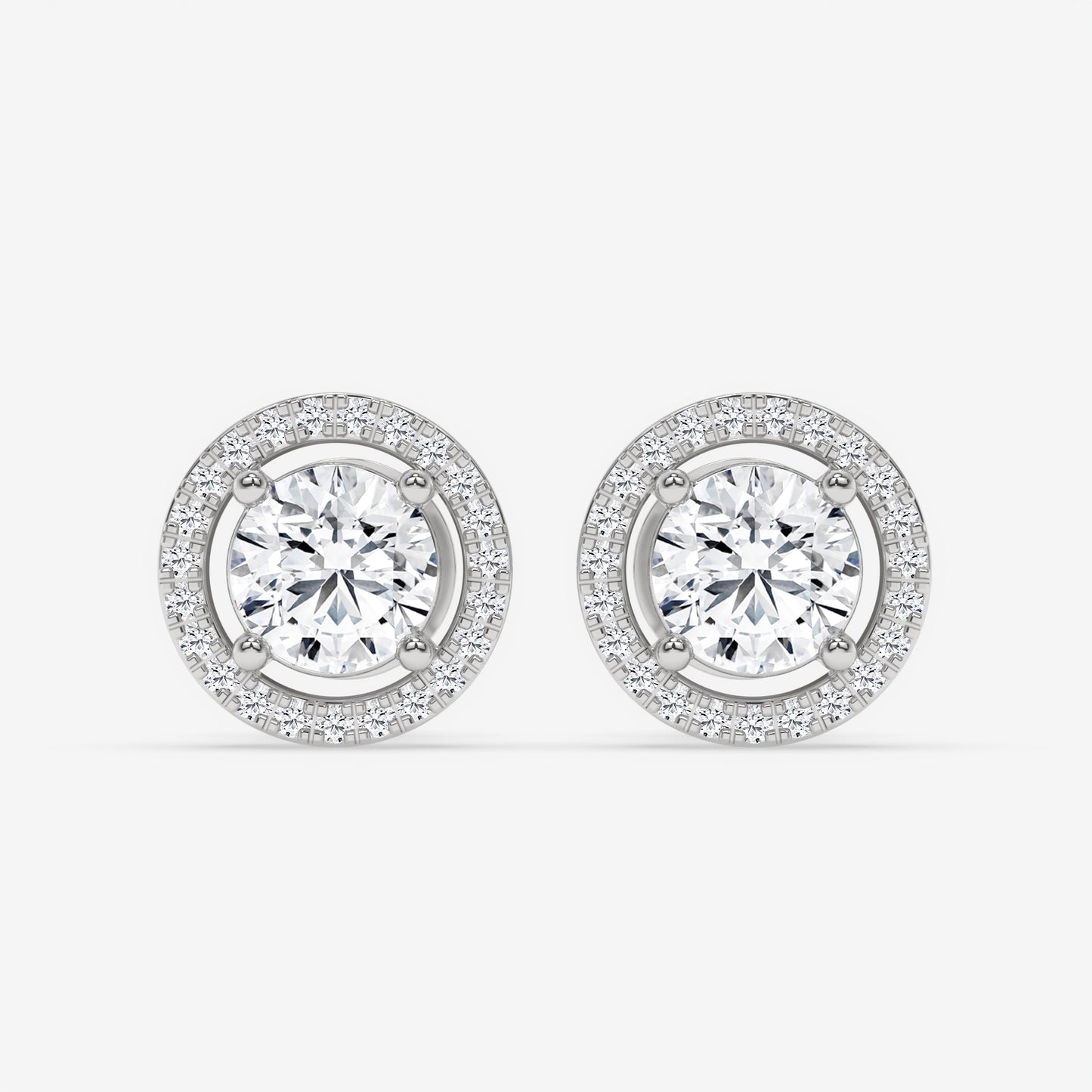 Floating Halo Stud Earrings - Round