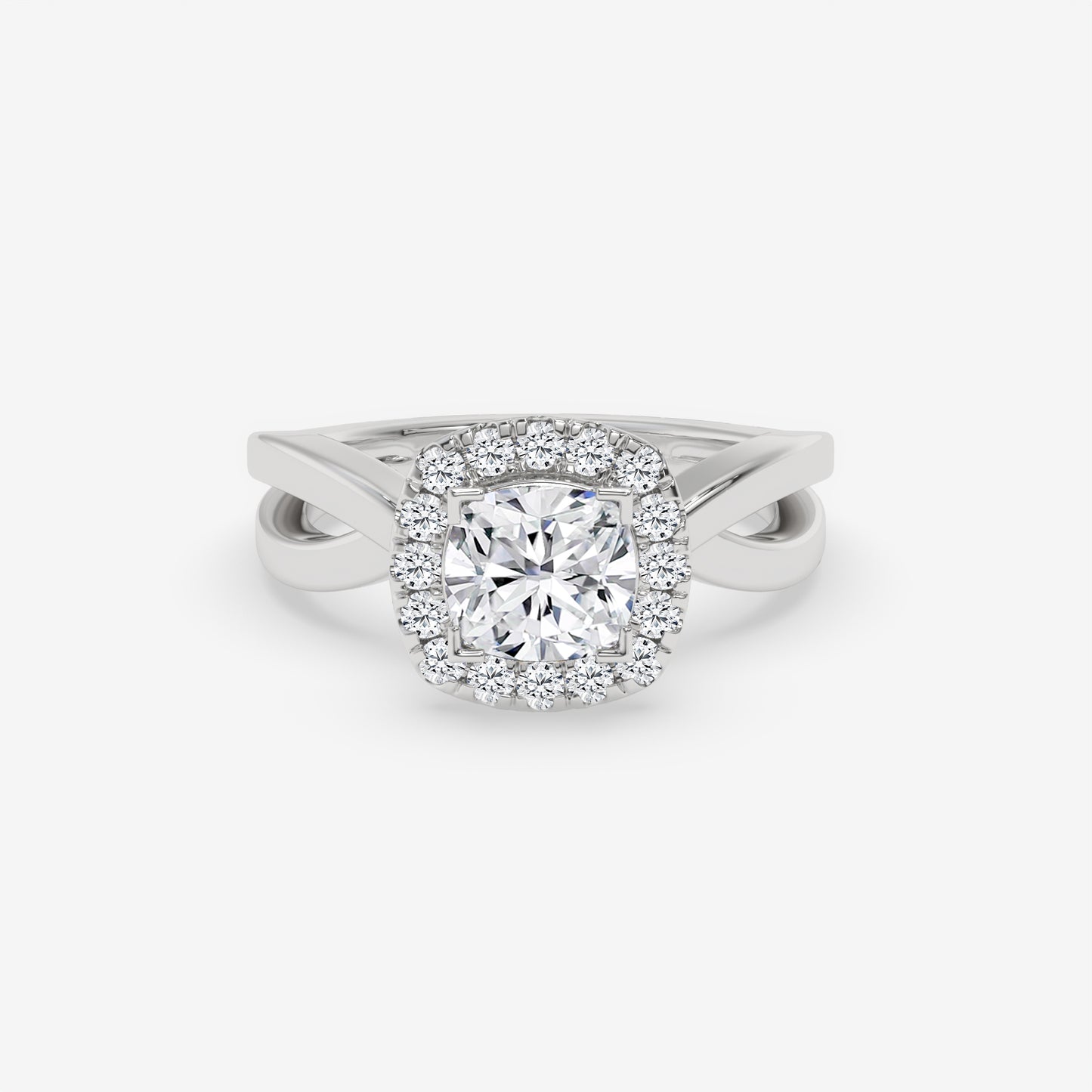 Twisted Halo Cushion-Cut Engagement Ring