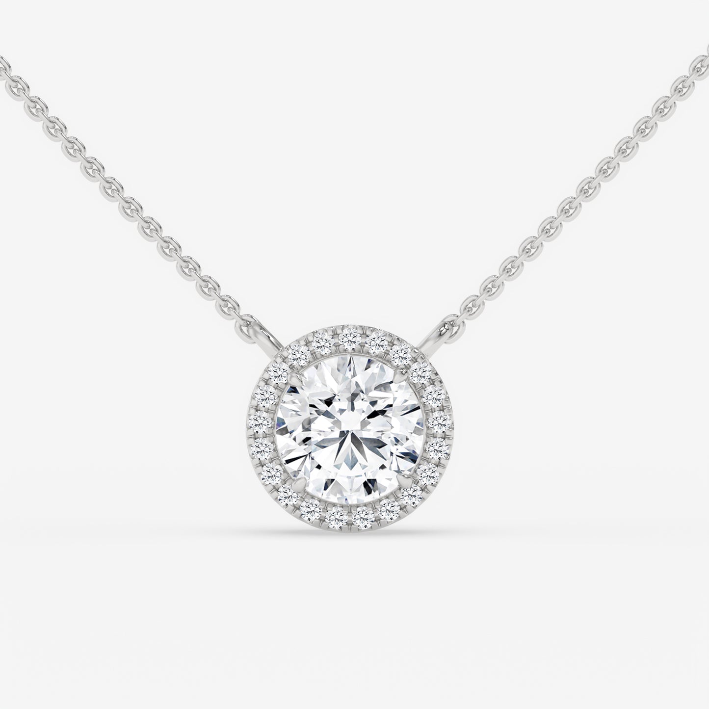 Halo Diamond Pendant Necklace - Round