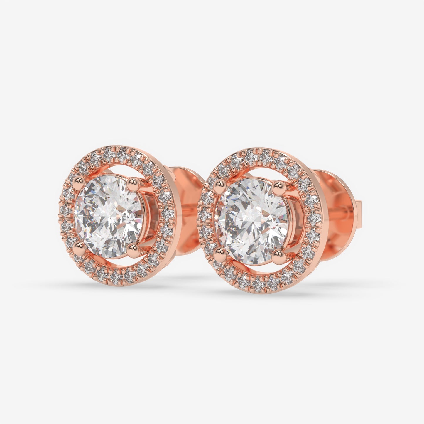 Floating Halo Stud Earrings - Round