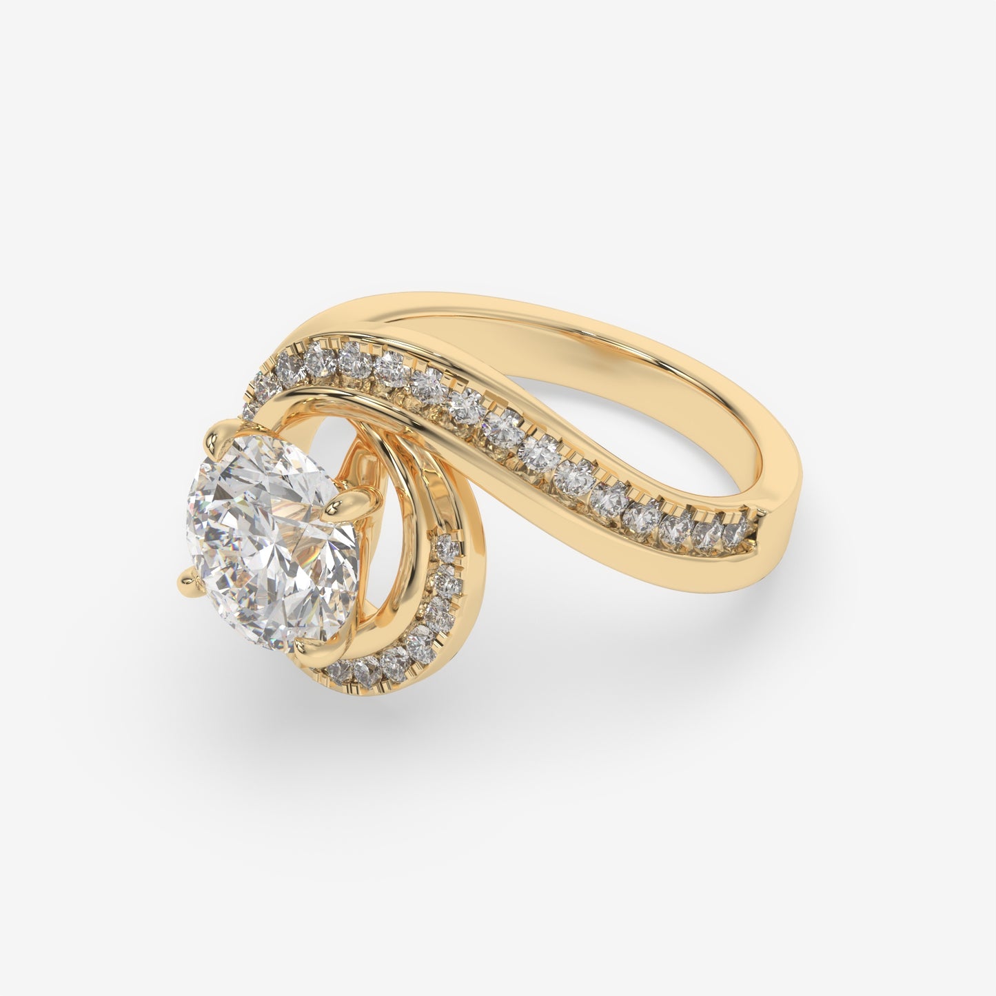 Eternelle Swirl Diamond Engagement Ring - Round