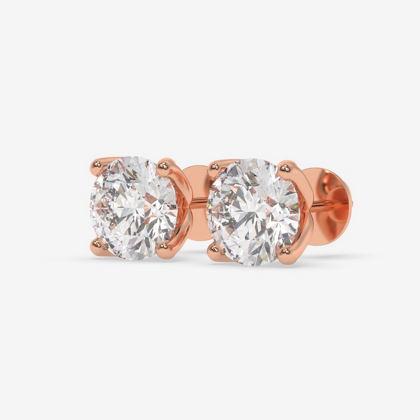 Radiant Round Solitaire Diamond Studs