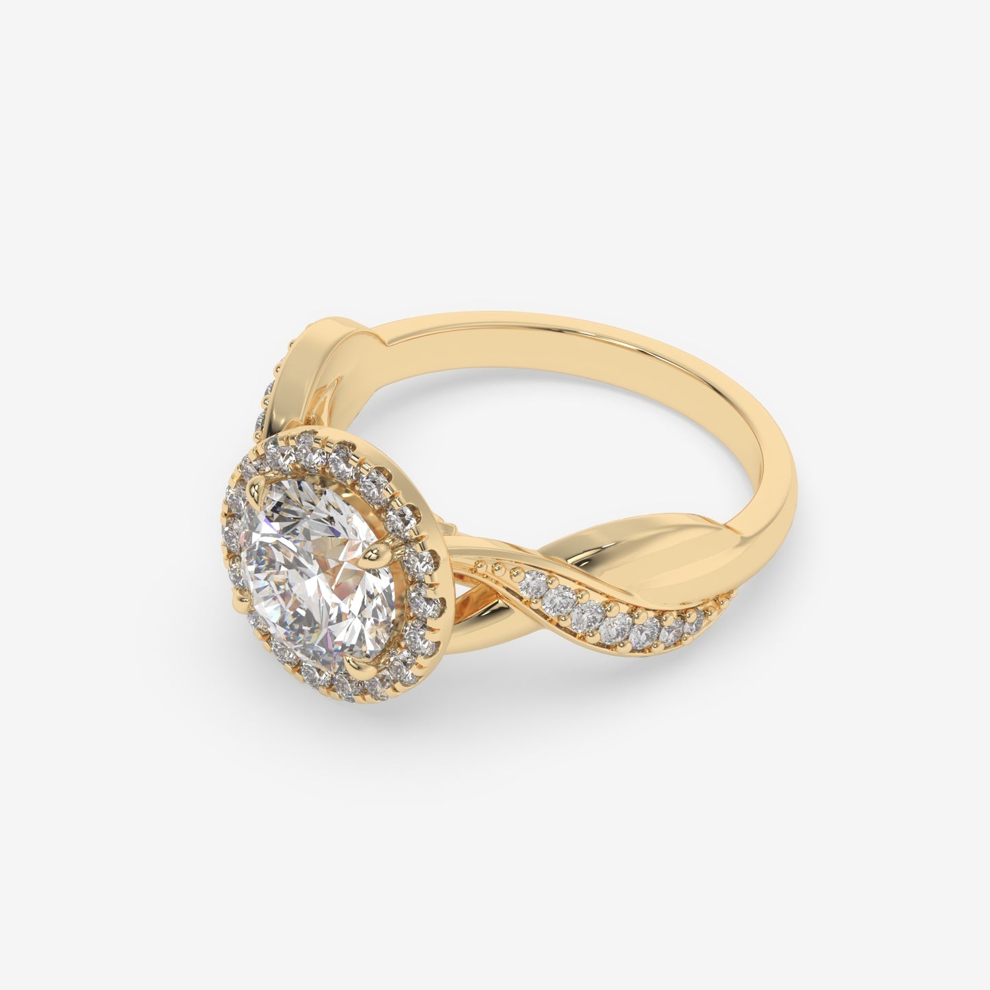 Celestial Twist Halo Ring - Round