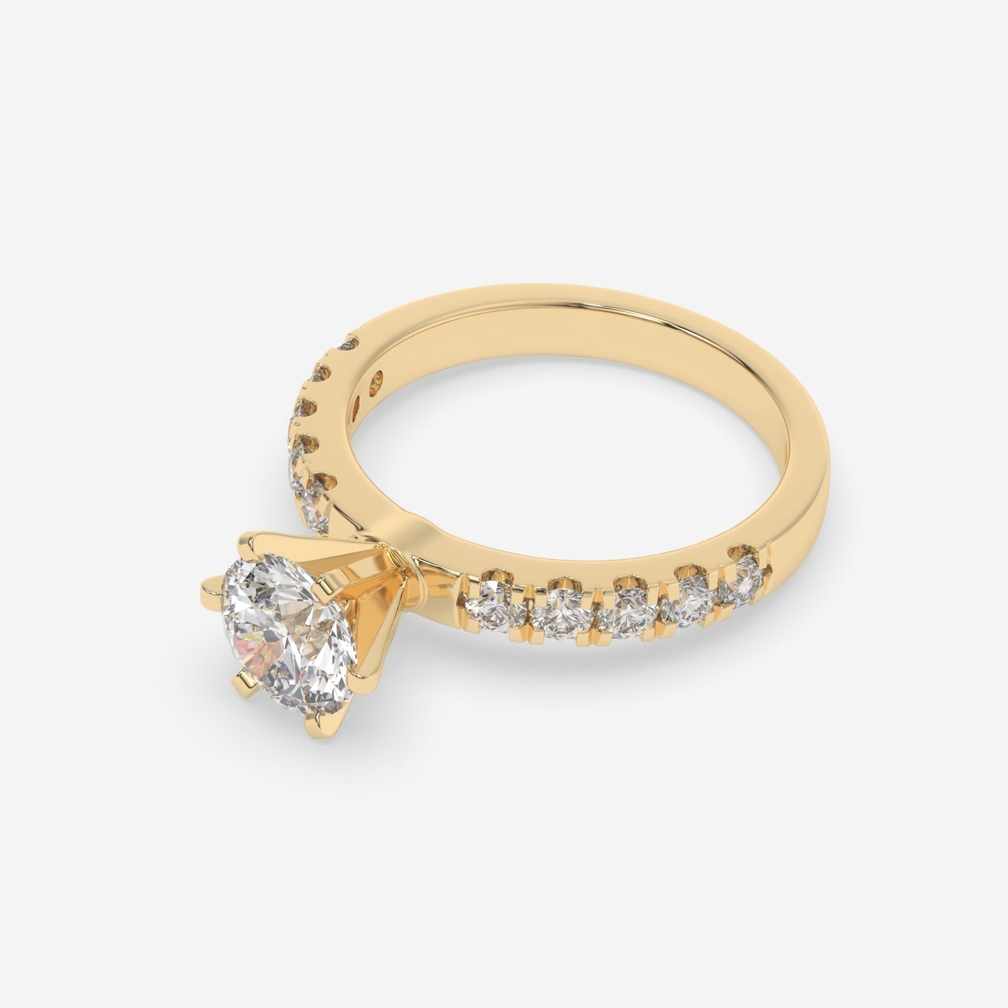 Vintage Floral Six Prong Ring - Round