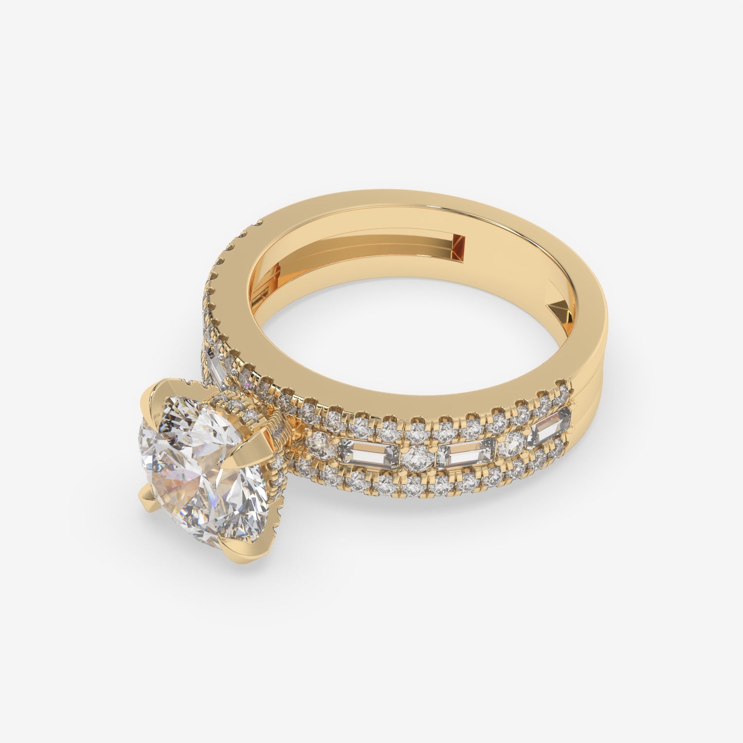 Regal Baguette & Round Diamond Engagement Ring