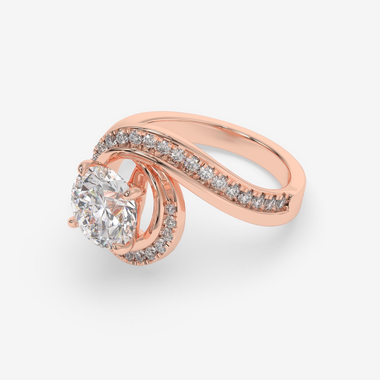 Eternelle Swirl Diamond Engagement Ring - Round