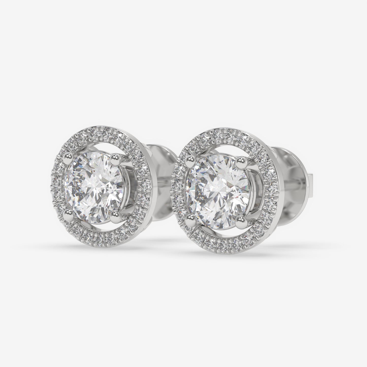 Floating Halo Stud Earrings - Round