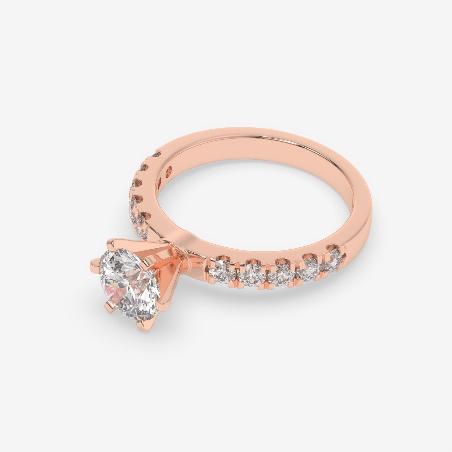 Vintage Floral Six Prong Ring - Round