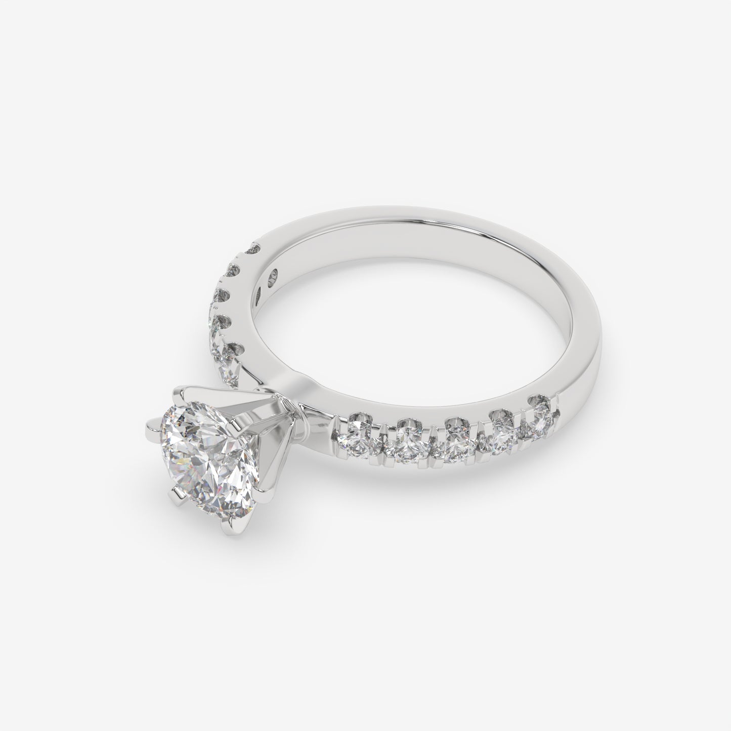 Vintage Floral Six Prong Ring - Round