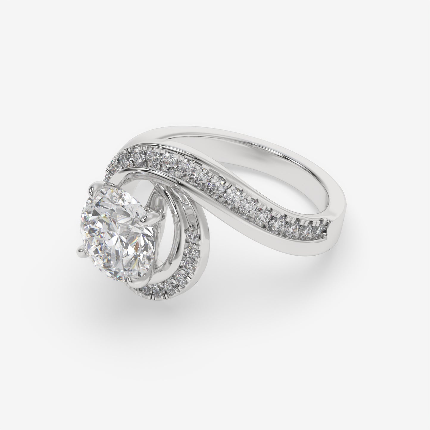 Eternelle Swirl Diamond Engagement Ring - Round