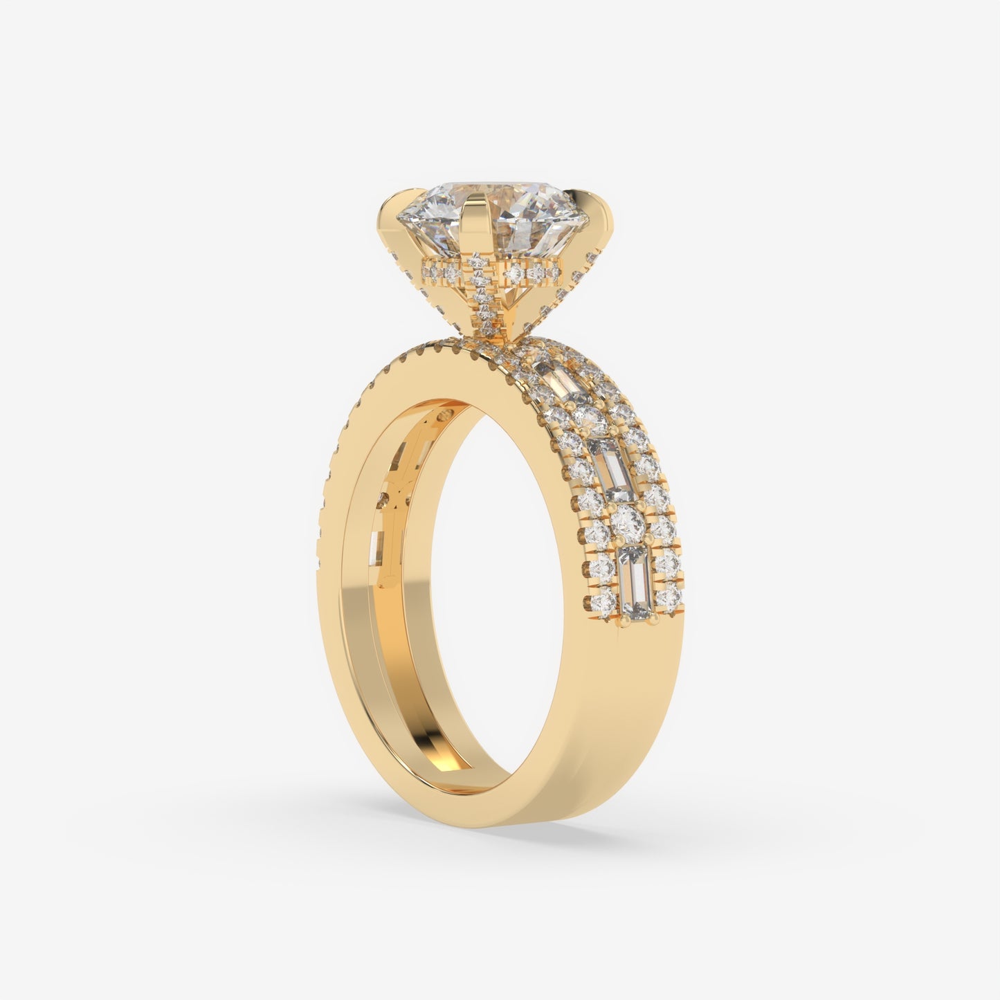 Regal Baguette & Round Diamond Engagement Ring
