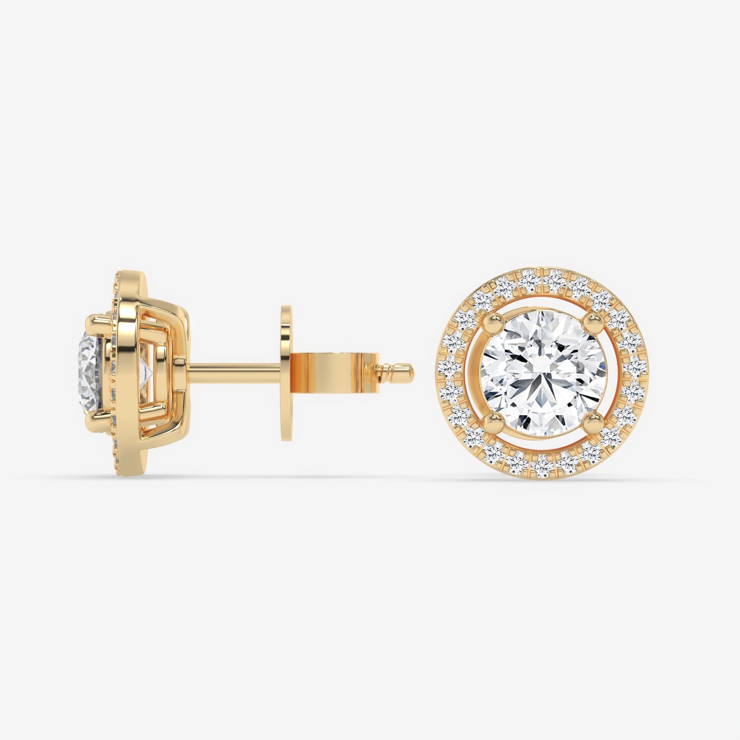 Floating Halo Stud Earrings - Round
