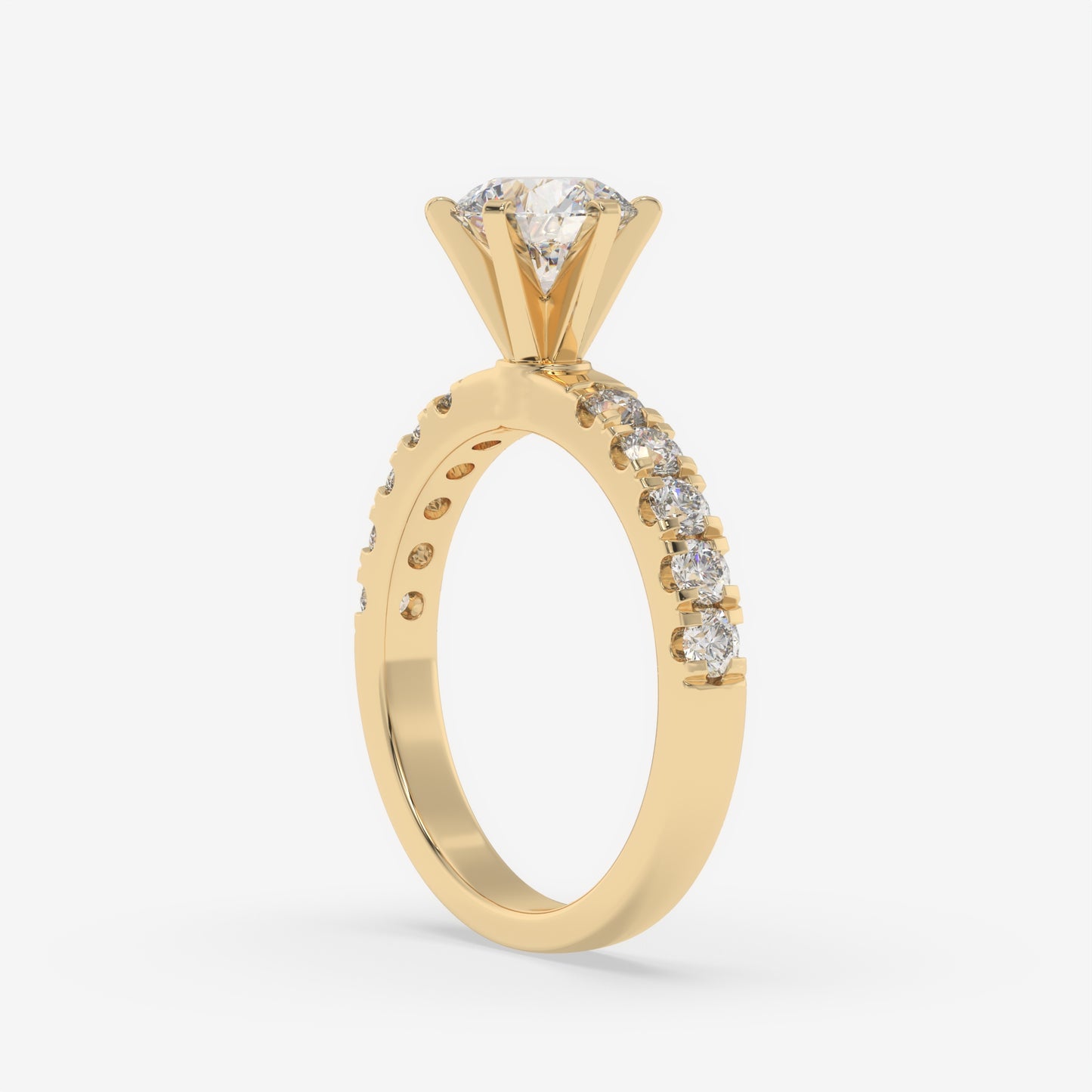 Vintage Floral Six Prong Ring - Round