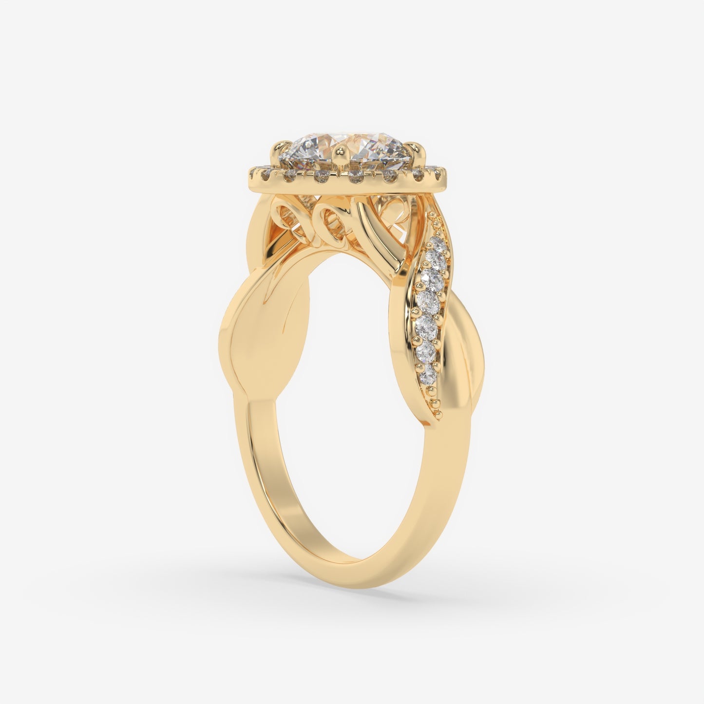 Celestial Twist Halo Ring - Round