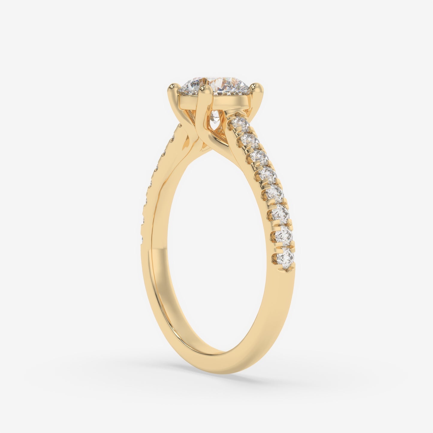 Classic Pavé Diamond Engagement Ring - Round