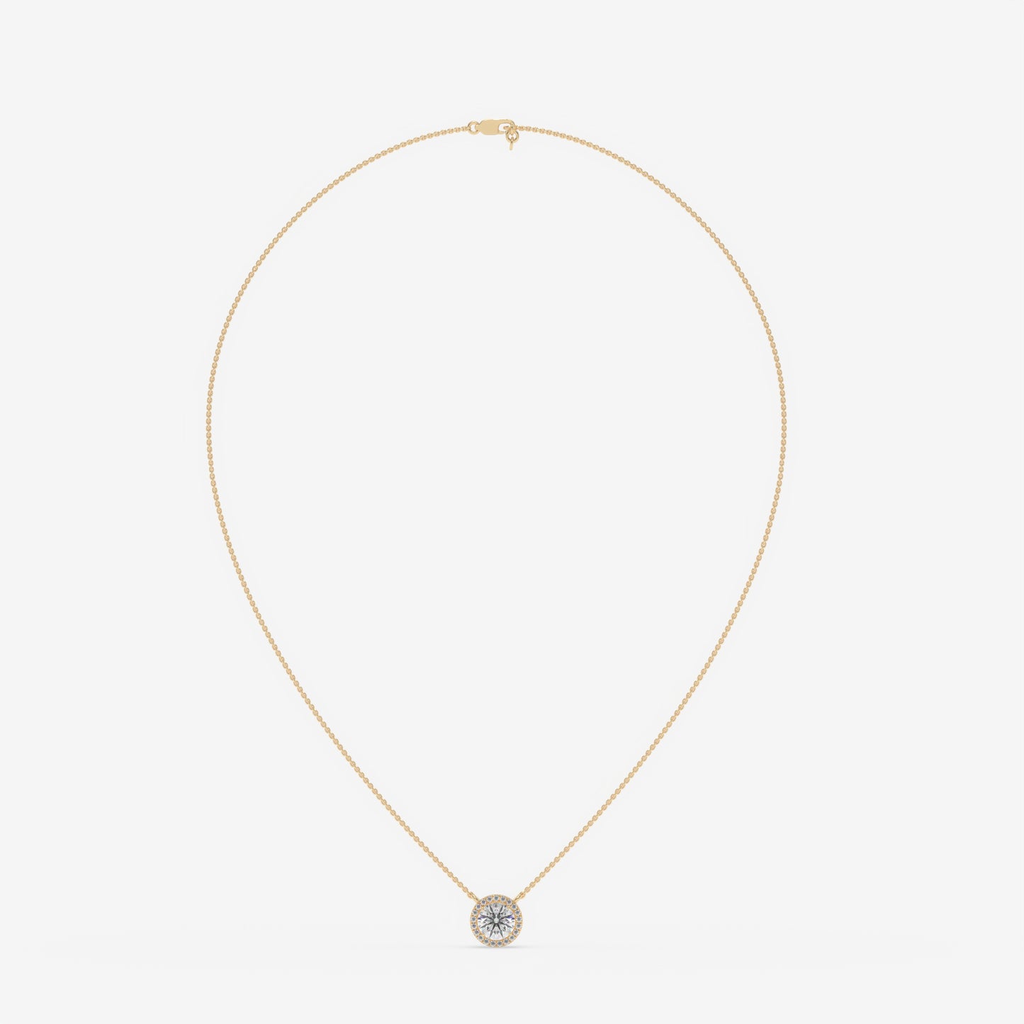 Halo Diamond Pendant Necklace - Round