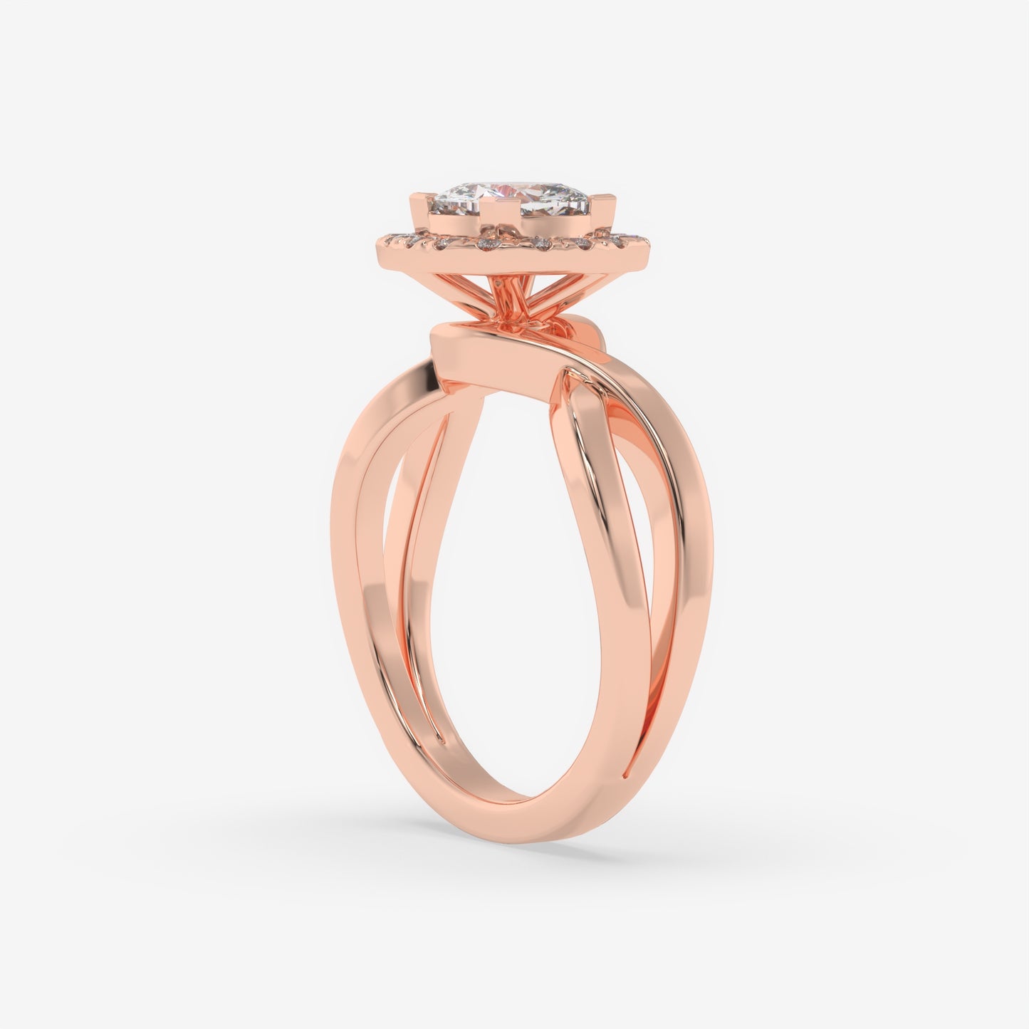 Twisted Halo Cushion-Cut Engagement Ring