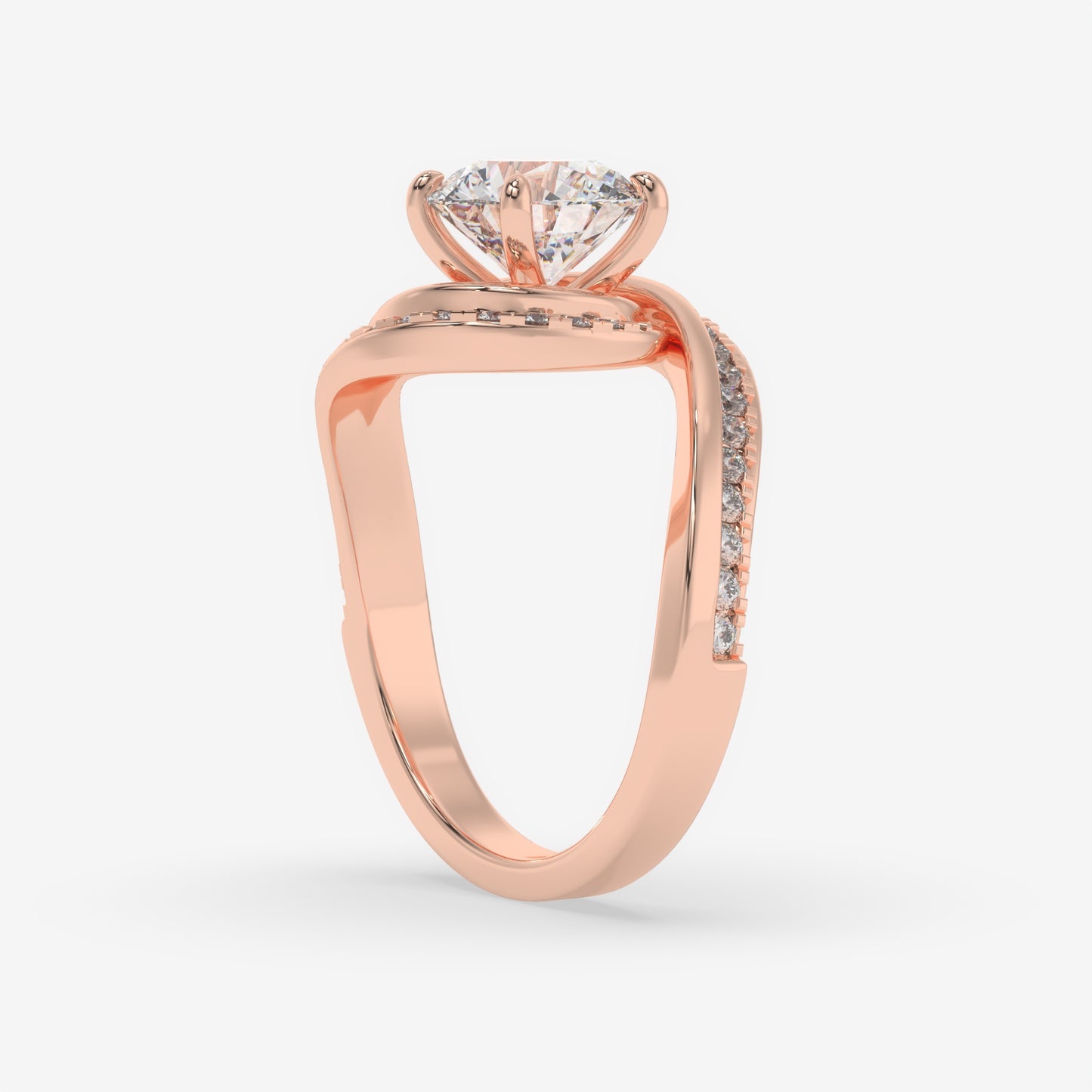 Eternelle Swirl Diamond Engagement Ring - Round
