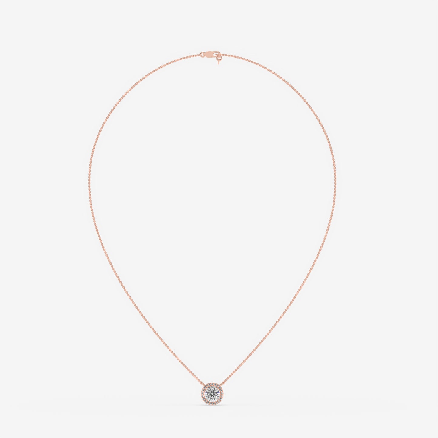 Halo Diamond Pendant Necklace - Round