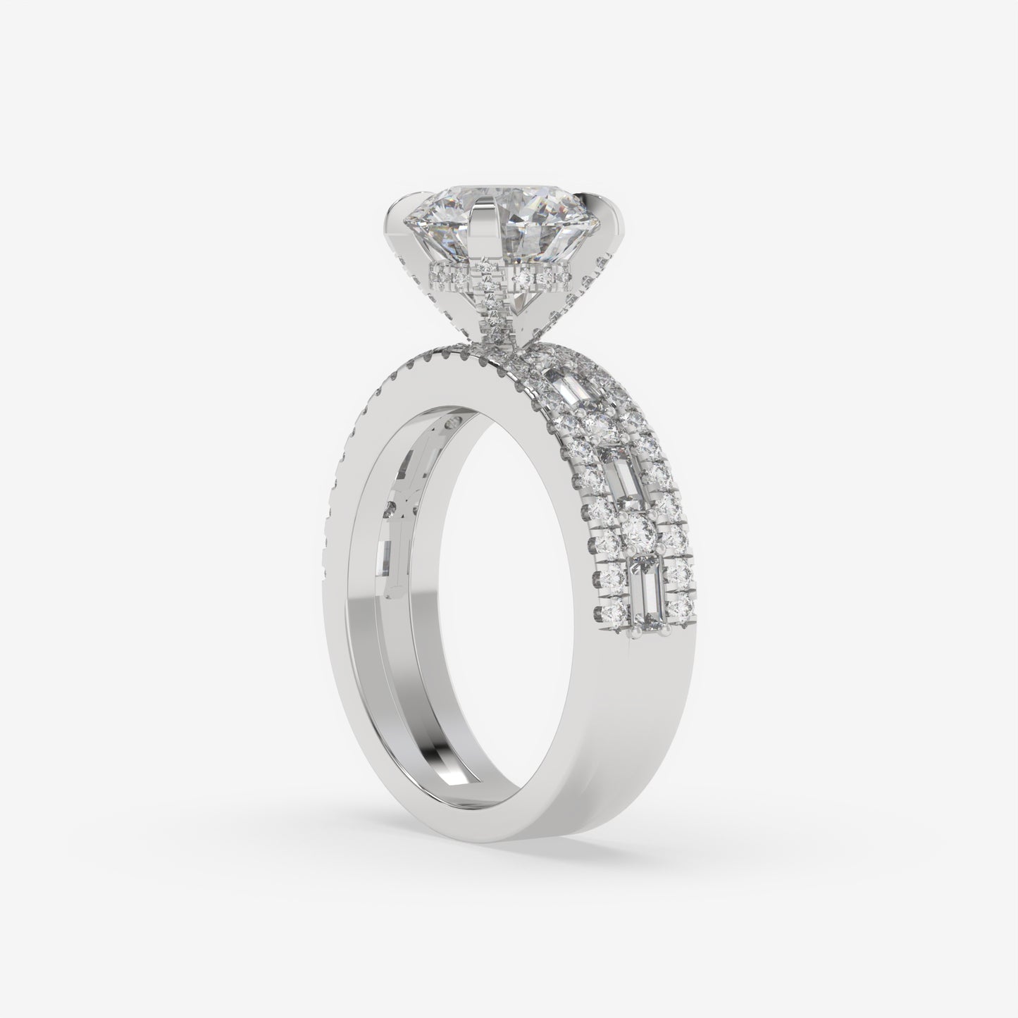 Regal Baguette & Round Diamond Engagement Ring