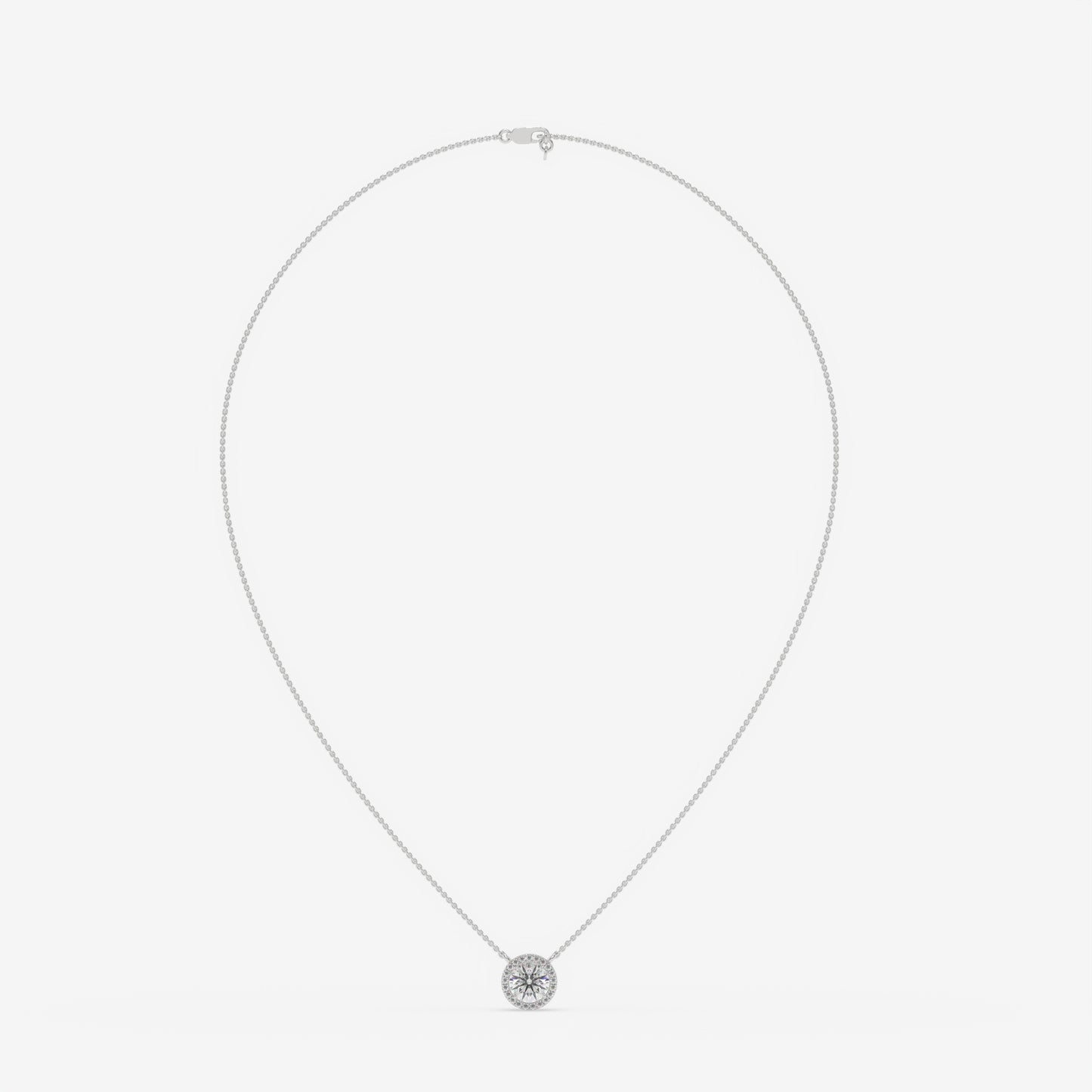 Halo Diamond Pendant Necklace - Round