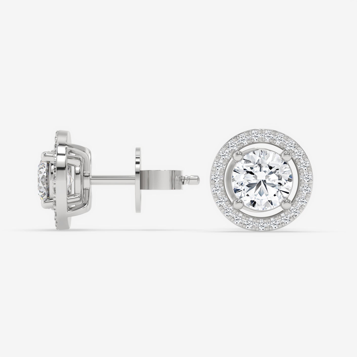 Floating Halo Stud Earrings - Round