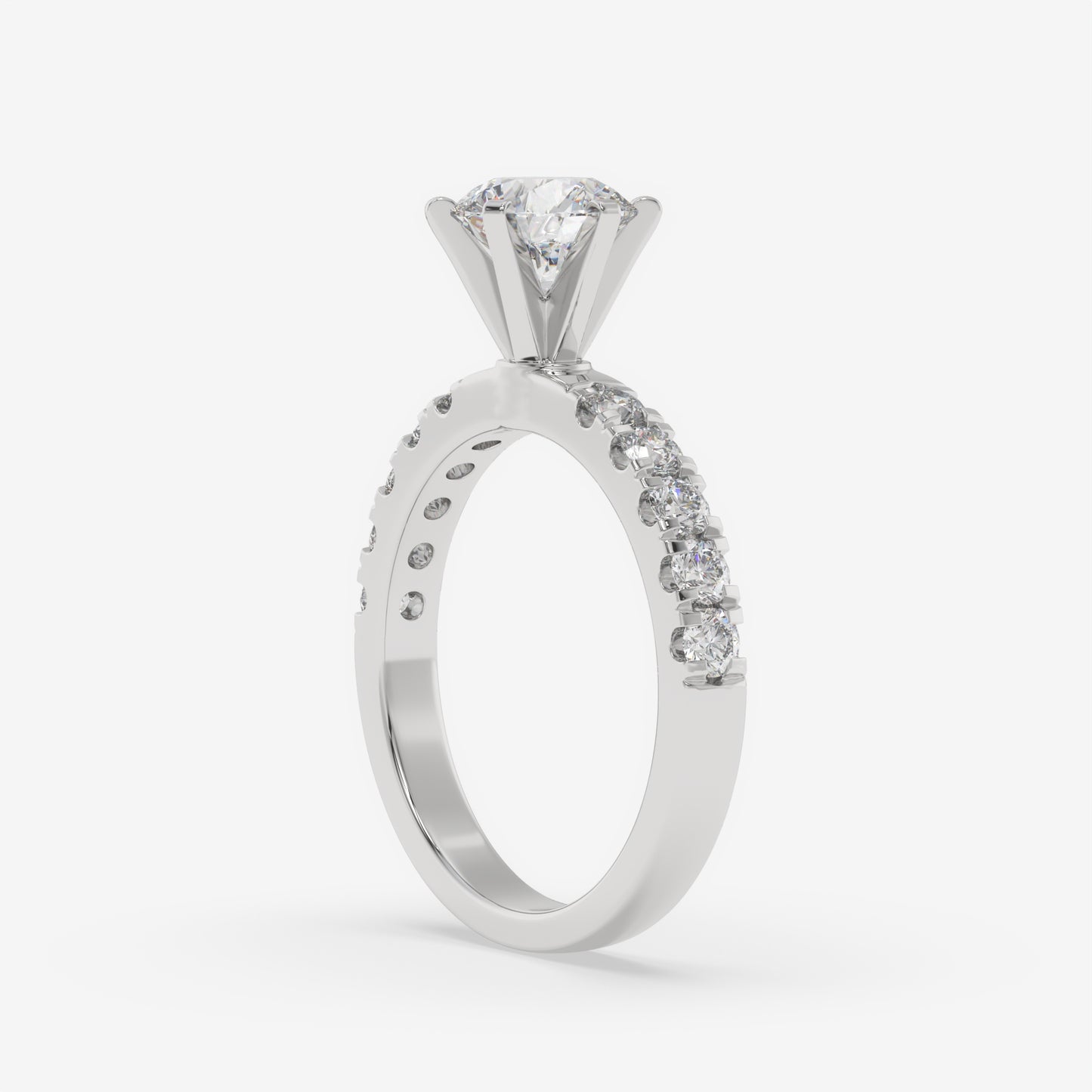 Vintage Floral Six Prong Ring - Round