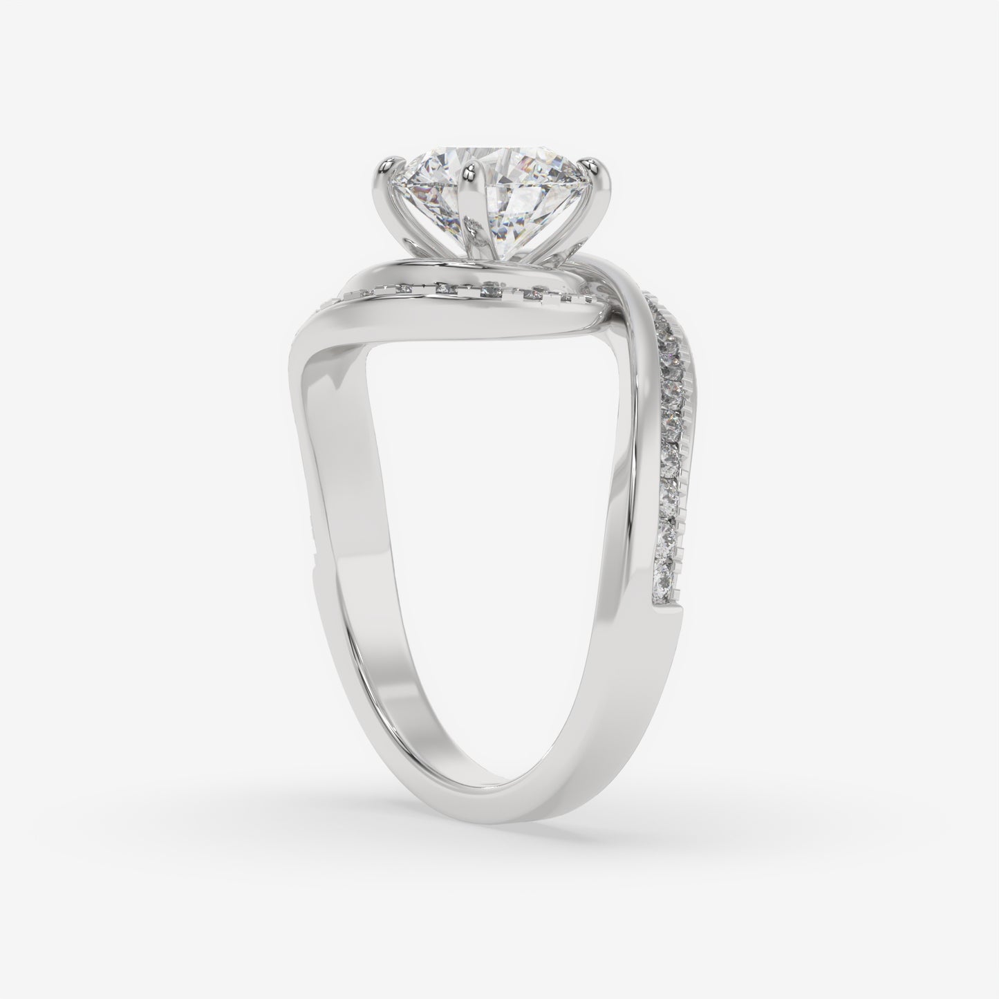 Eternelle Swirl Diamond Engagement Ring - Round