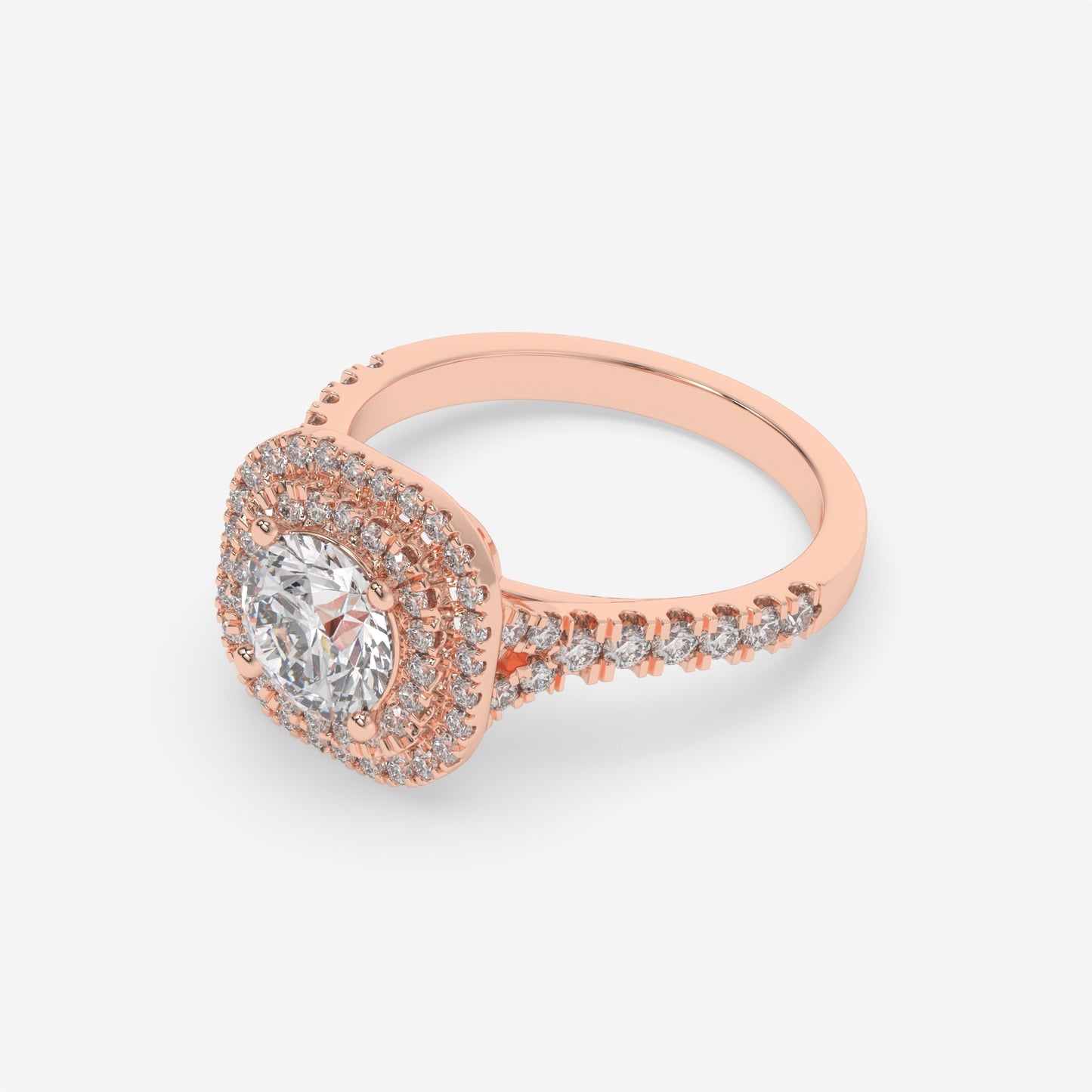 Double Halo Diamond Engagement Ring - Round
