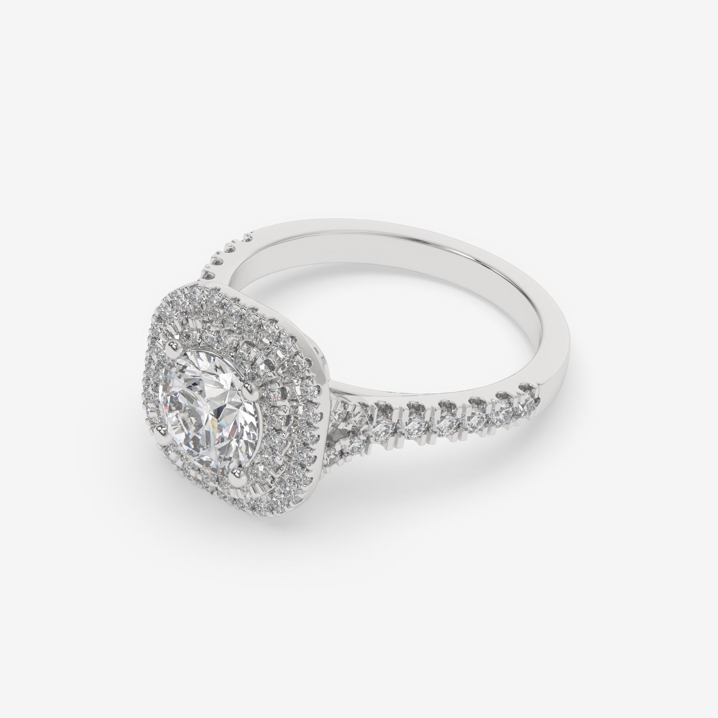 Double Halo Diamond Engagement Ring - Round