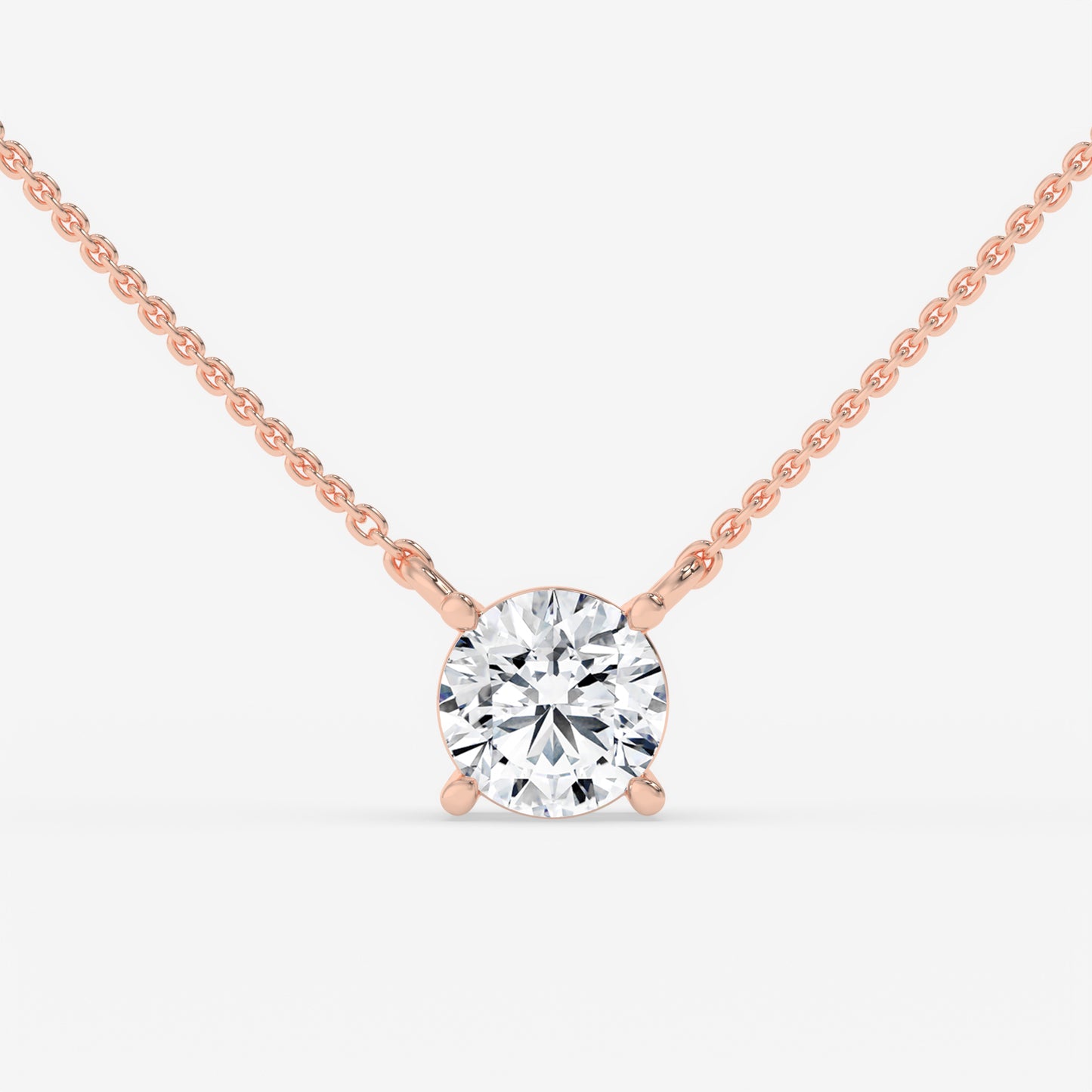 Classic Solitaire Diamond Necklace - Round