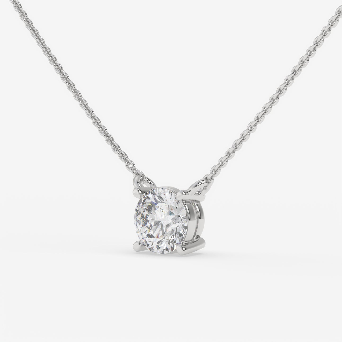 Classic Solitaire Diamond Necklace - Round