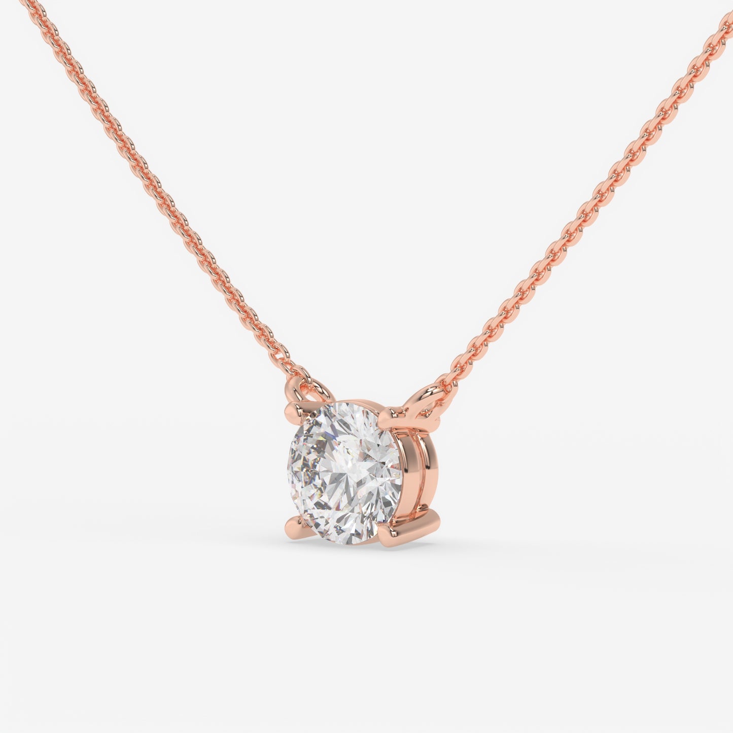 Classic Solitaire Diamond Necklace - Round