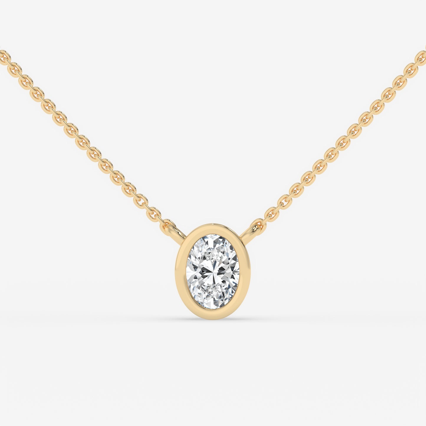 Oval Bezel Diamond Pendant Necklace