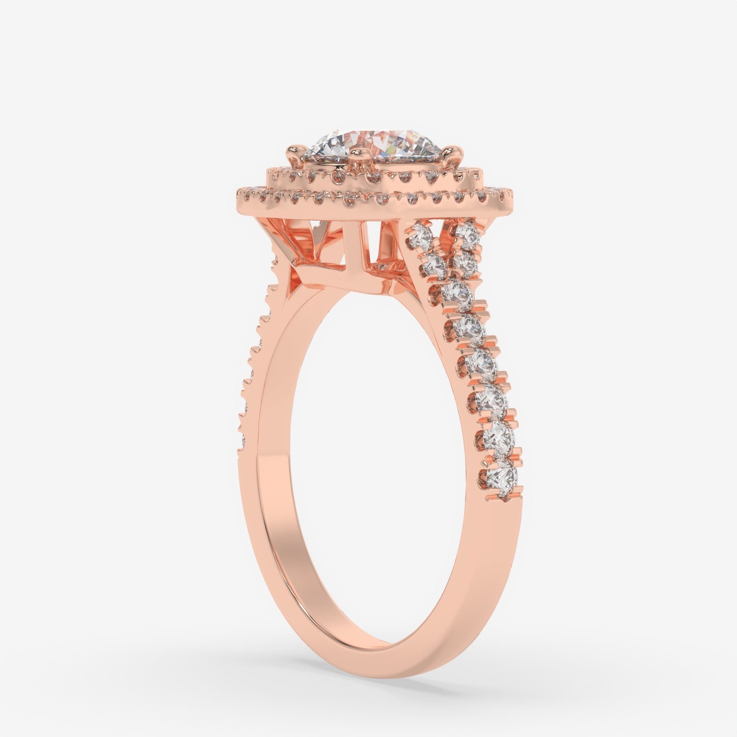 Double Halo Diamond Engagement Ring - Round