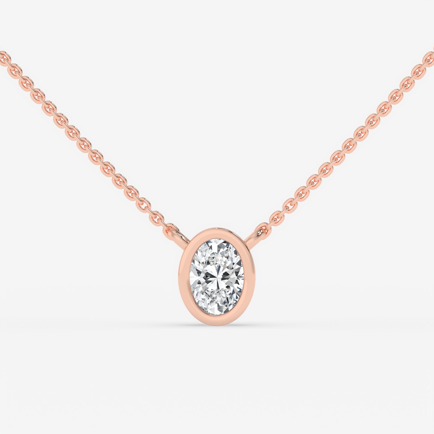Oval Bezel Diamond Pendant Necklace